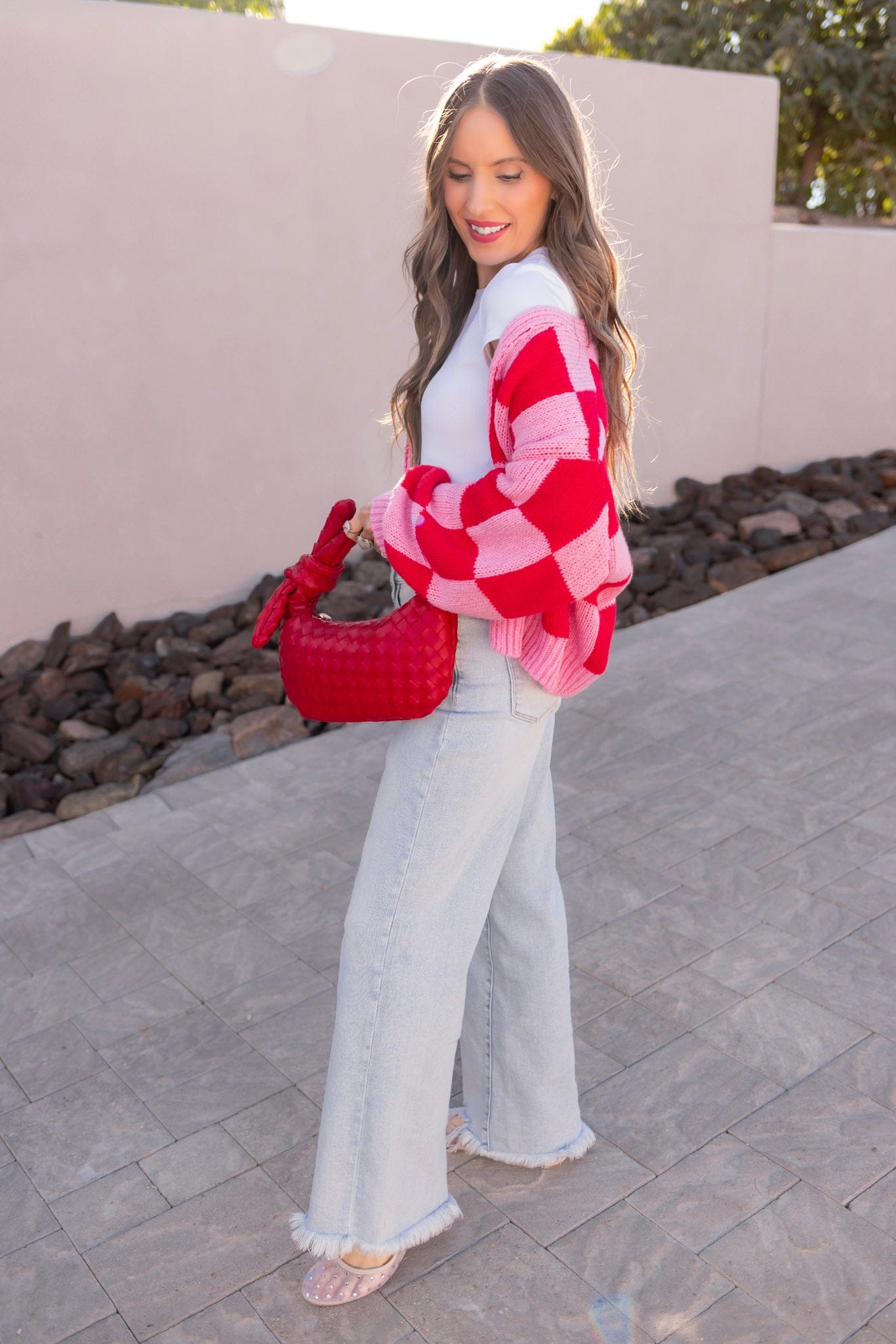 Cupid's Valentine Red & Pink Checker Cardigan