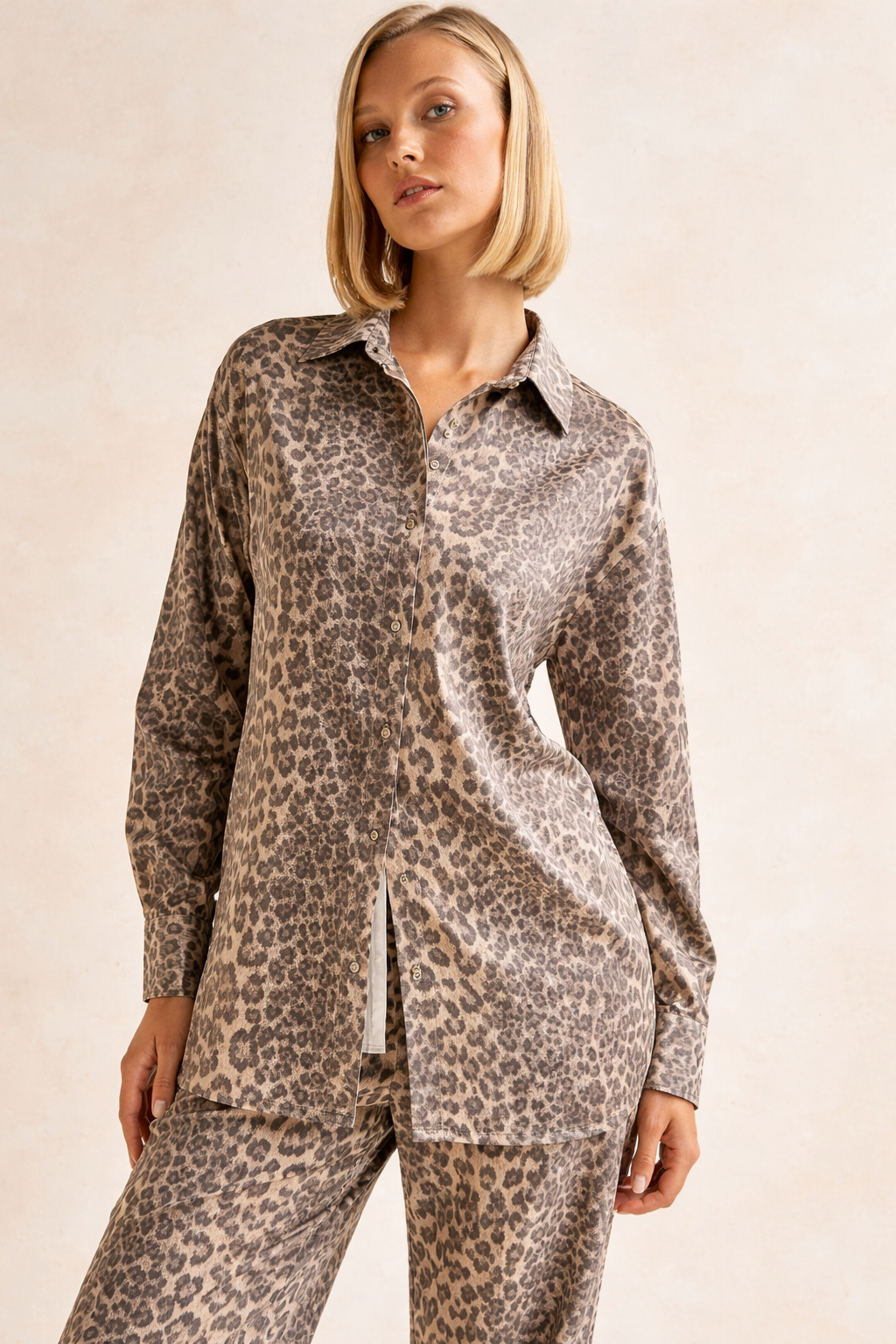 Animal Print Button-Up Shirt
